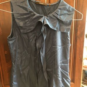 Tahari blouse XS blue, zipper down front